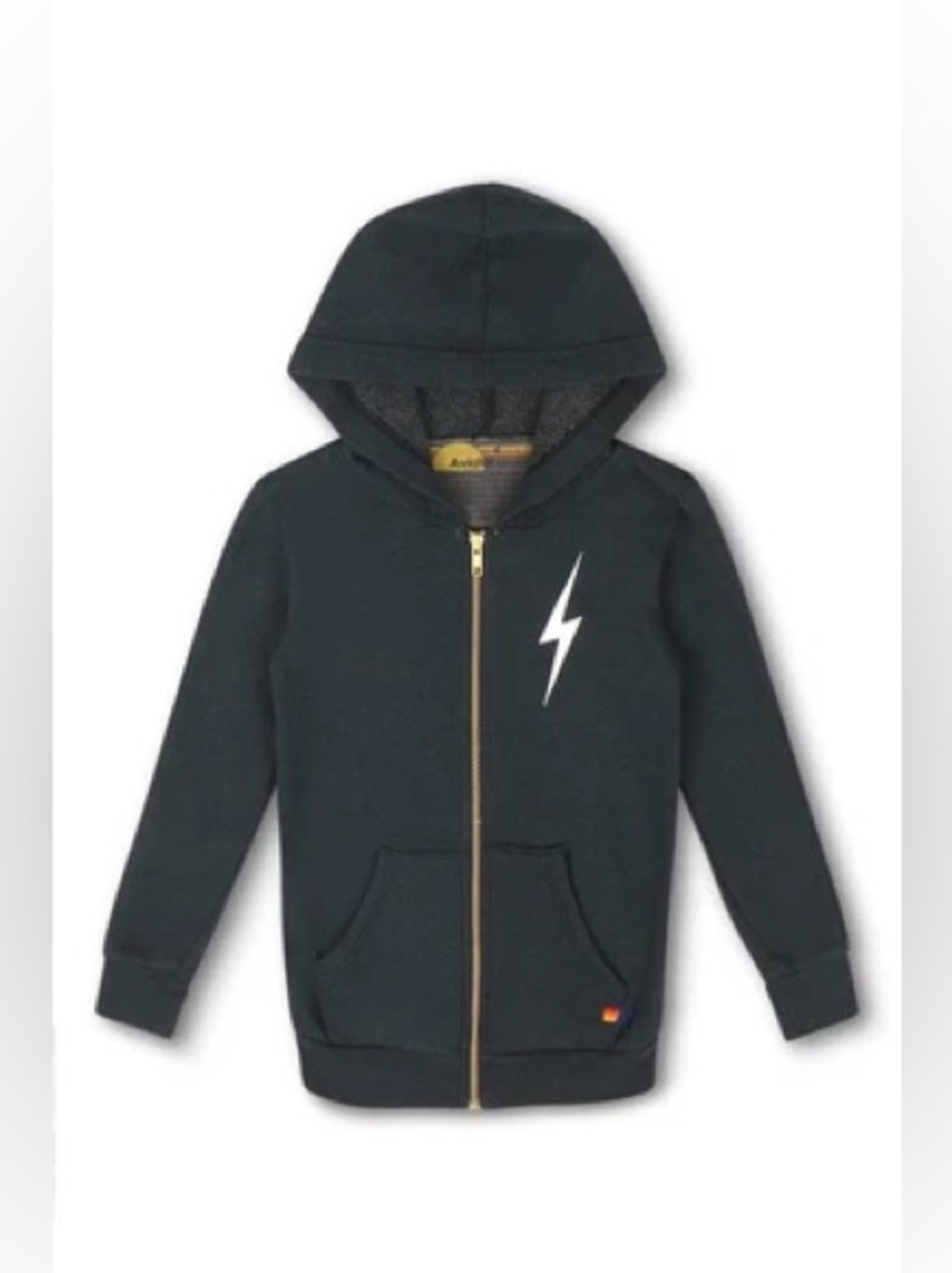 Aviator Nation Charcoal Lightning Bolt Zip-Up Hoodie